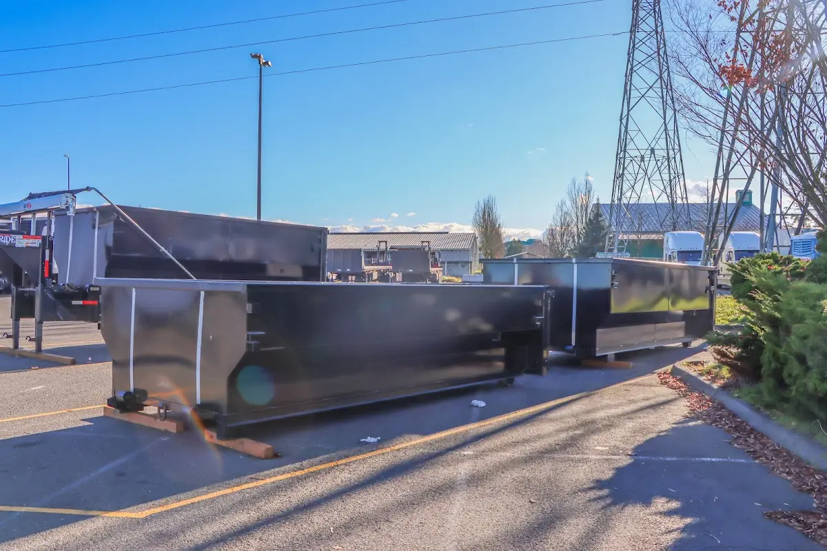 Roll-off dumpster ready for waste disposal at job site for 15 Yard Dumpster Rental in Villa Park